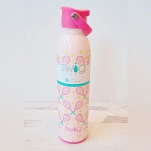 Swig Life Love All Sip + Flip 26oz Insulated White & Pink Tennis Rackets Tumbler